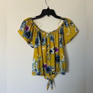 Sienna Sky Yellow Off the Shoulder Cap Sleeve Blouse